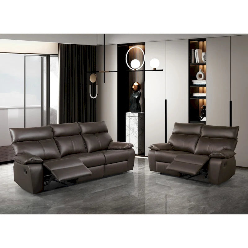 Ensemble de canapé inclinable 2 pièces Yuleigh Modern en cuir assorti avec cadre en bois certifié FSC de Furniture of America