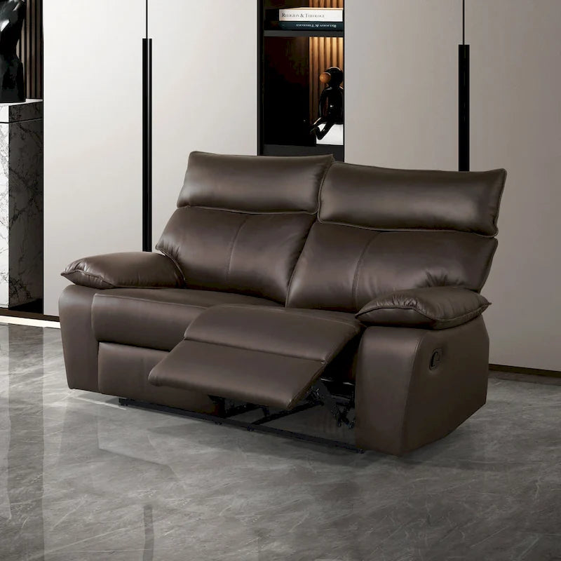 Ensemble de canapé inclinable 2 pièces Yuleigh Modern en cuir assorti avec cadre en bois certifié FSC de Furniture of America