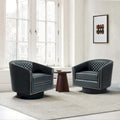 Lot de 2 fauteuils pivotants en similicuir avec clous décoratifs