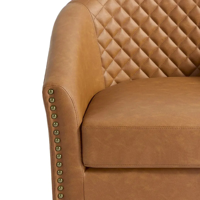 Lot de 2 fauteuils pivotants en similicuir avec clous décoratifs