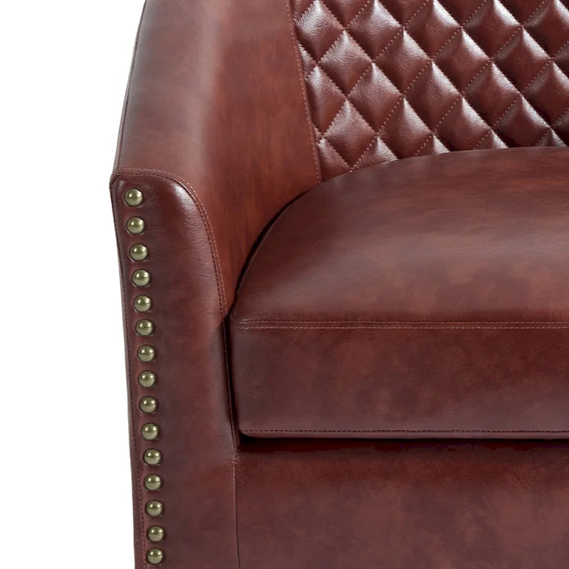 Lot de 2 fauteuils pivotants en similicuir avec clous décoratifs