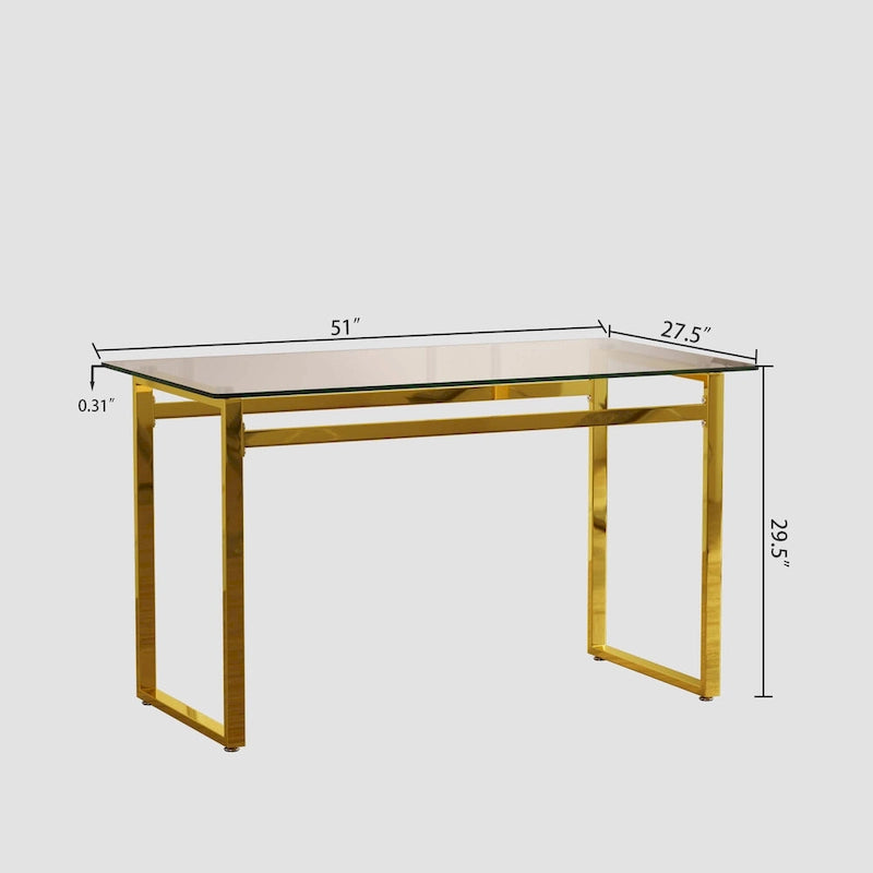 Table à manger rectangulaire en verre minimaliste