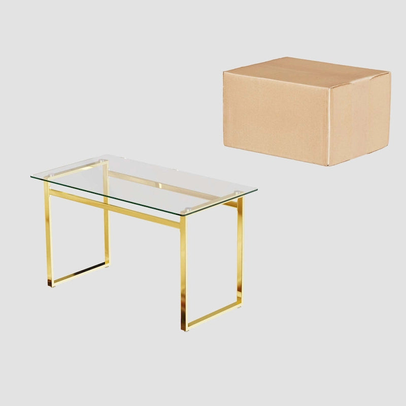 Table à manger rectangulaire en verre minimaliste