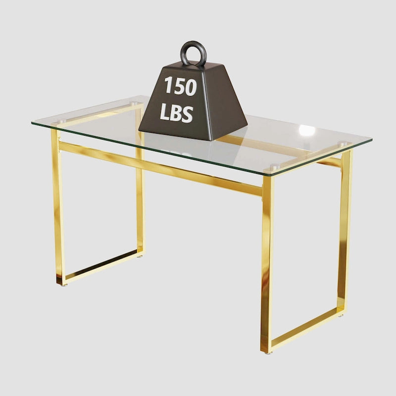 Table à manger rectangulaire en verre minimaliste