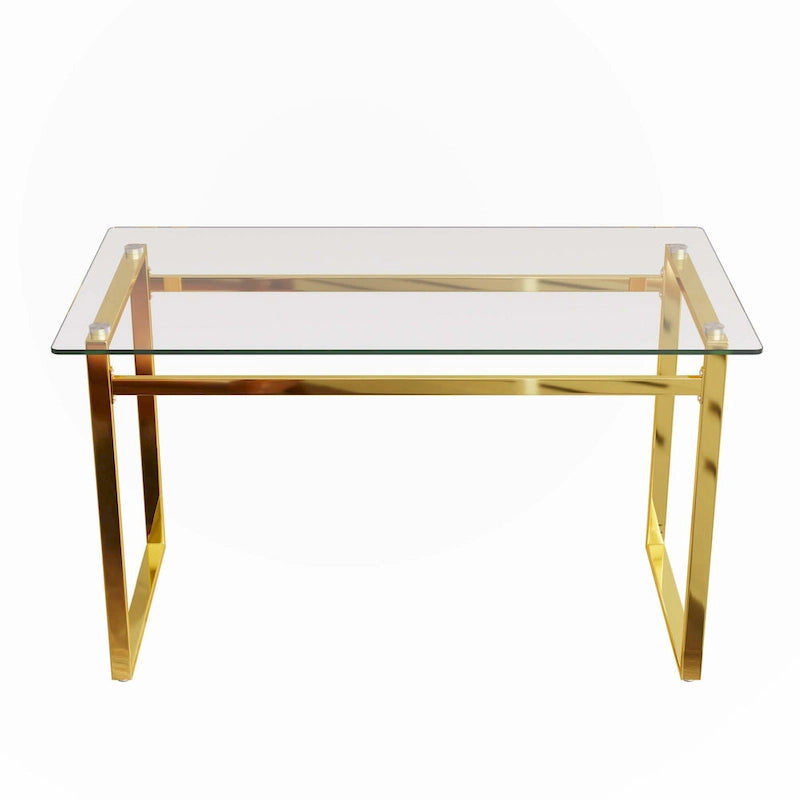 Table à manger rectangulaire en verre minimaliste