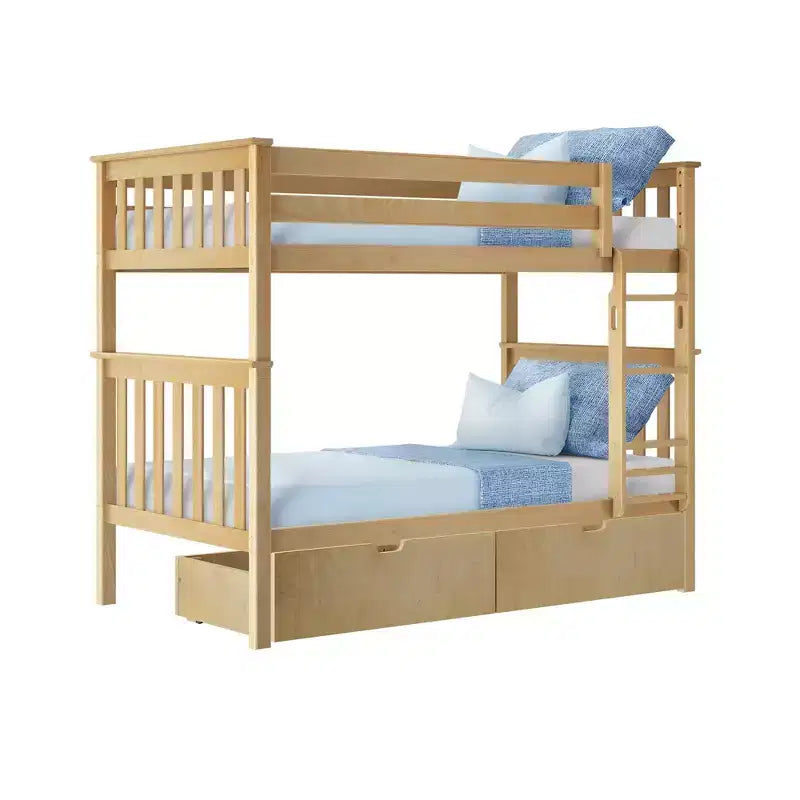 Lit superposé en bois massif pour enfants avec tiroirs de rangement