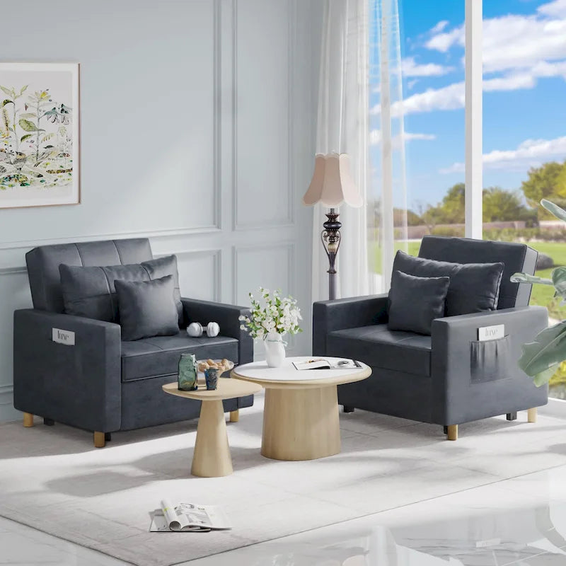 Fauteuil convertible 3-en-1, plusieurs coloris, une place