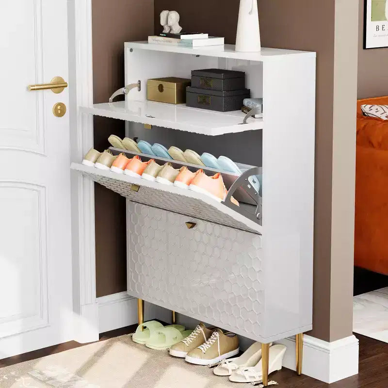 CLIHOME Meuble à chaussures d'entrée 24 paires, avec tiroirs basculants, étagère de rangement