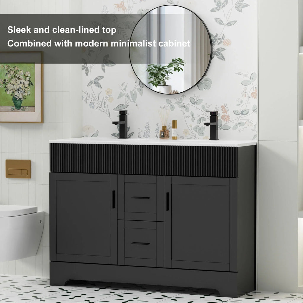 Meuble-lavabo de salle de bain Wavy Line 30/36/48 avec évier et robinet