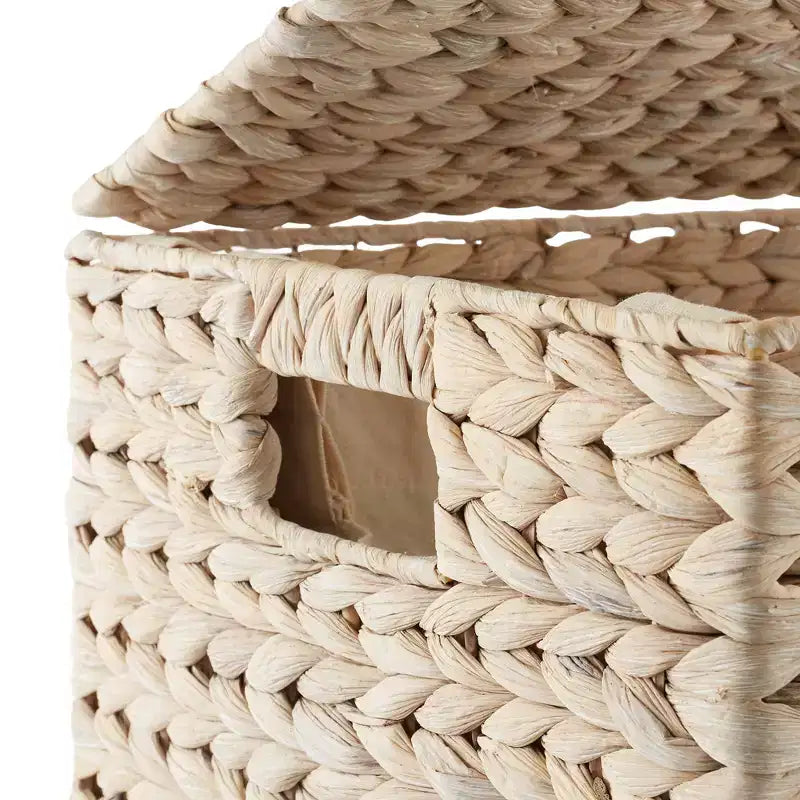 Panier à linge Casafield à 2 sections avec couvercle et sacs de doublure amovibles, trieur de linge tressé en jacinthe d'eau pour vêtements