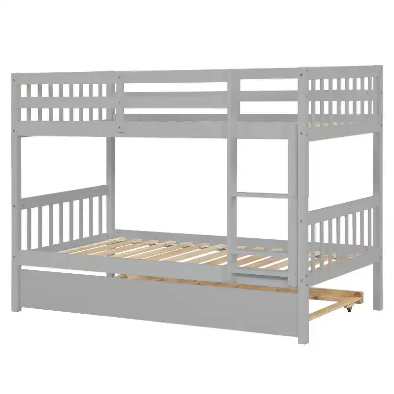 Lit superposé moderne en bois, double sur double avec lit gigogne, convertible en 2 lits