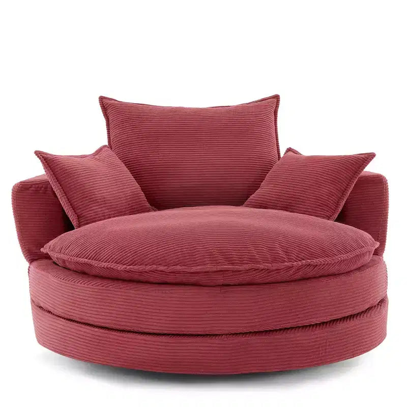 Fauteuil d'appoint pivotant à 360°, Fauteuil pivotant rond en forme de baril avec coussin pour salon