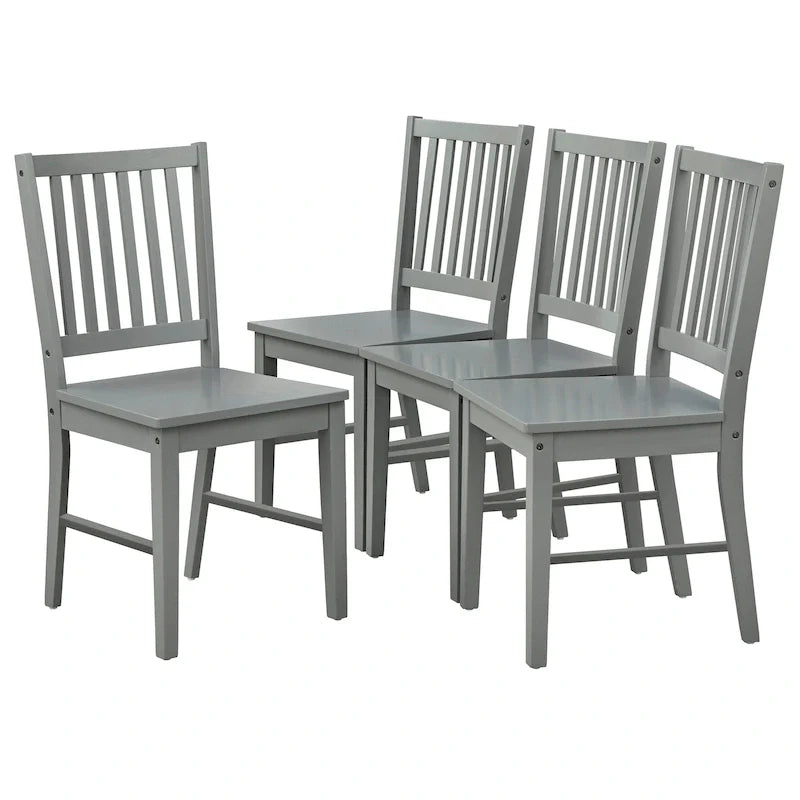 Lot de 4 chaises de salle à manger à barreaux en bois massif, cadre robuste, design classique, montage facile
