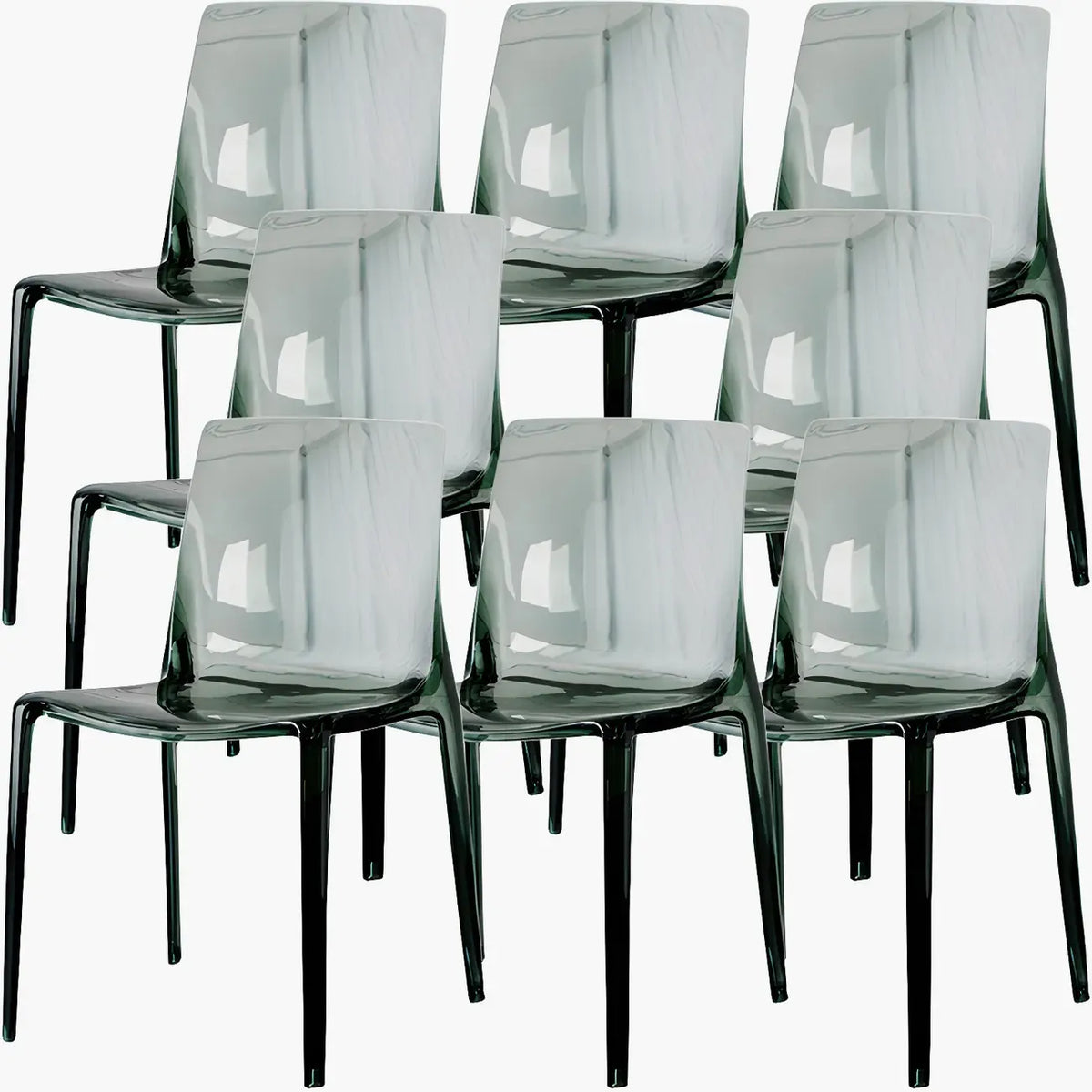 Chaise de salle à manger sans accoudoirs à dossier bas en acrylique ambre