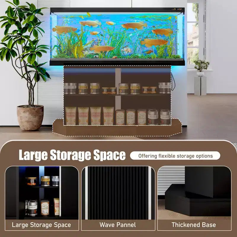 Meuble d'aquarium moderne en bois GDFStudio Logan avec prise électrique et armoire de rangement