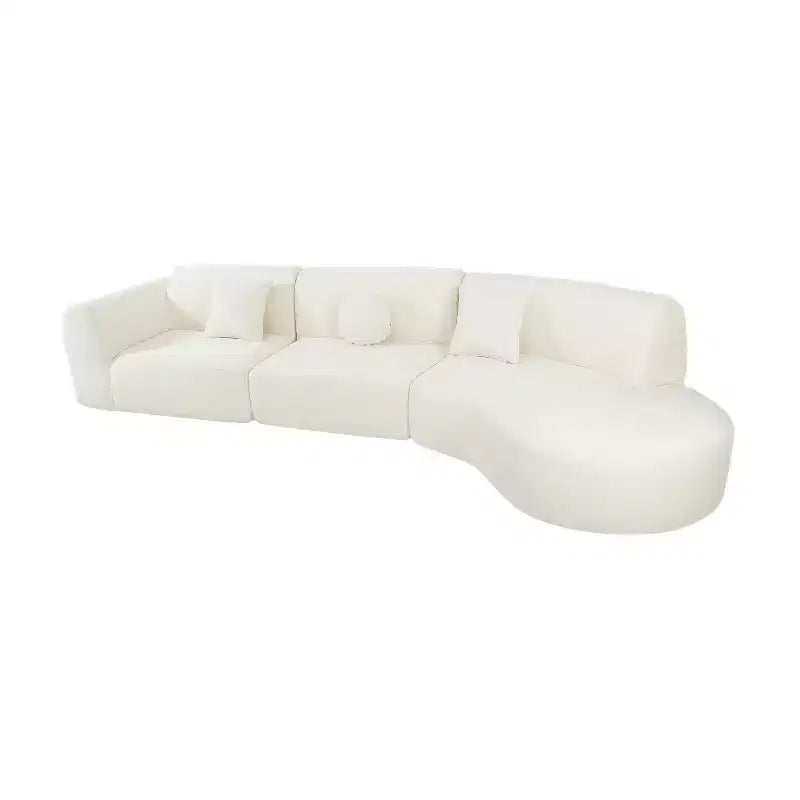 Canapé d'angle moderne incurvé de 355 cm avec méridienne, ensemble 3 pièces, pour salon