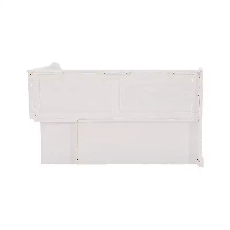 Banquette de coin-repas Linon Tobin traditionnelle en bois massif sans dossier avec coussin blanc - Linon
