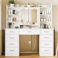 BALHAM TRADE-Coiffeuse avec miroir et lumières 9 tiroirs 6 étagères 3 modes d'éclairage Luminosité réglable