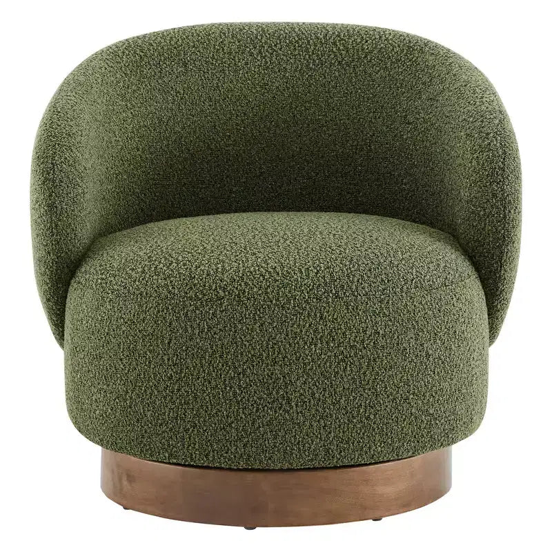 Fauteuil d'appoint pivotant Spruce&Spring en tissu avec base en bois