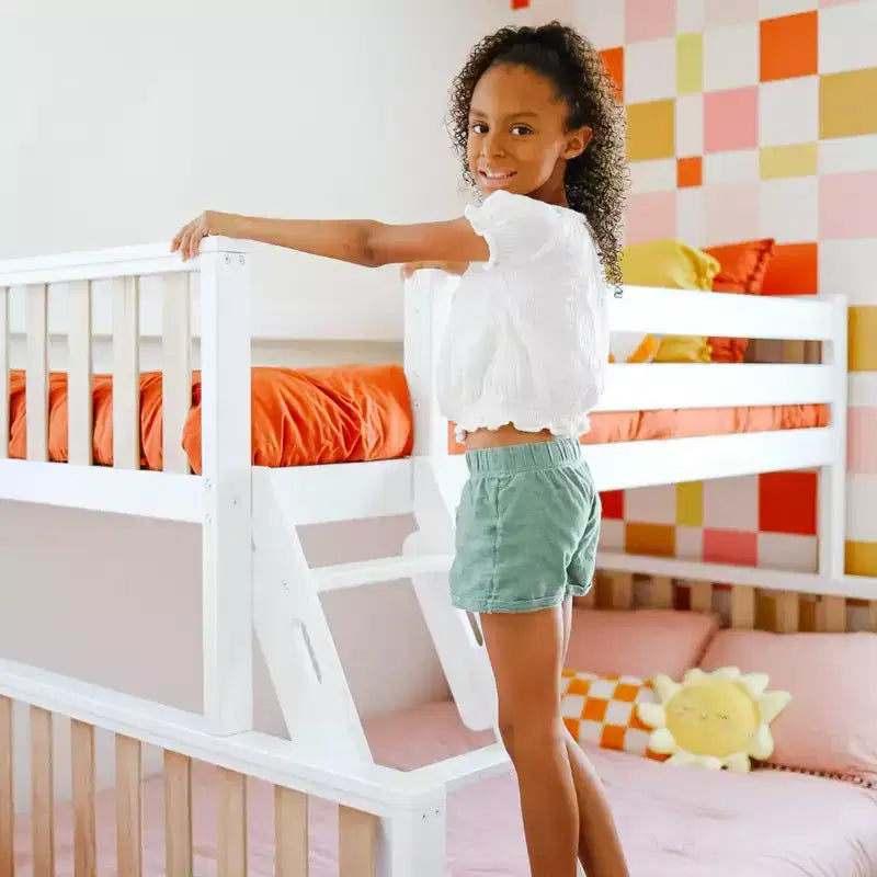 Lit superposé Max & Lily une place au-dessus d'un lit double avec lit gigogne, lits superposés pour enfants en bois massif de style scandinave