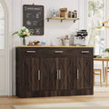 Buffet de cuisine Celebalcony avec rangement, grand buffet de cuisine de 135,6 cm avec 3 tiroirs et 4 portes, étagère réglable pour cuisine, salon