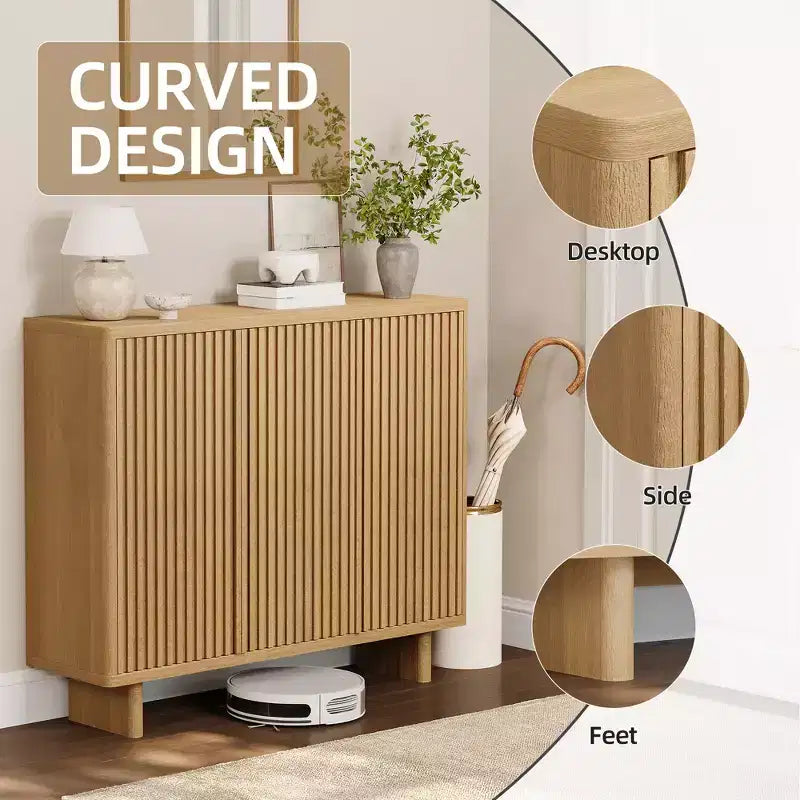 Meuble à chaussures Acekool 46 avec porte cannelée, meuble de rangement 5 niveaux, banc d'entrée rustique pour couloir, 41,5H