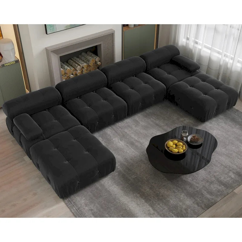 138 Canapé sectionnel modulable convertible, canapés et sofas minimalistes en velours en forme de U