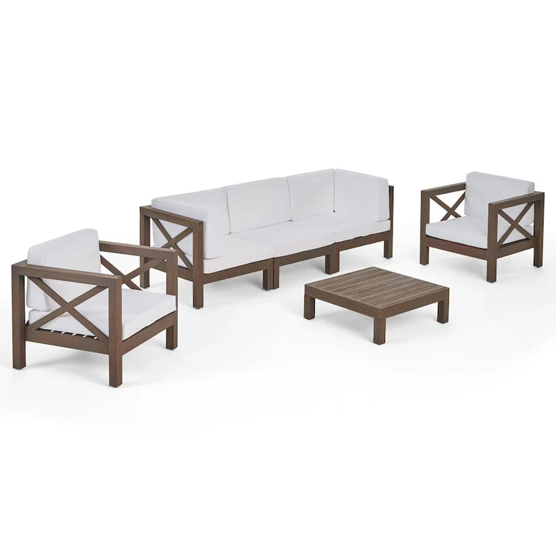 Ensemble de conversation d'extérieur Brava 6 pièces en bois d'acacia par Christopher Knight Home