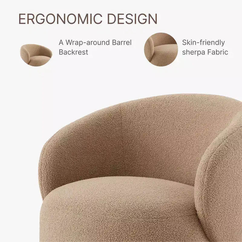 Fauteuil d'appoint pivotant Spruce&Spring en tissu avec base en bois