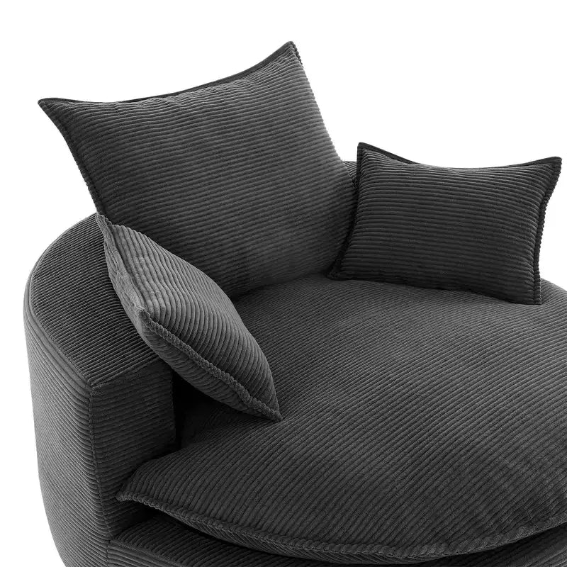 Fauteuil d'appoint pivotant à 360°, Fauteuil pivotant rond en forme de baril avec coussin pour salon