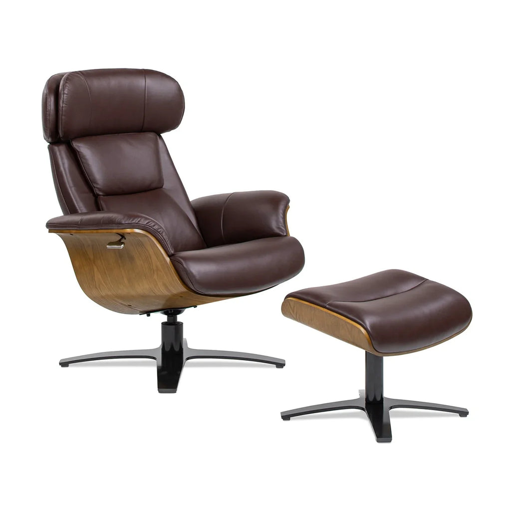 Jovan 31.5 Fauteuil inclinable en cuir véritable avec ottoman