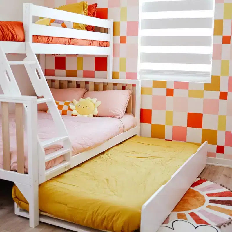 Lit superposé Max & Lily une place au-dessus d'un lit double avec lit gigogne, lits superposés pour enfants en bois massif de style scandinave