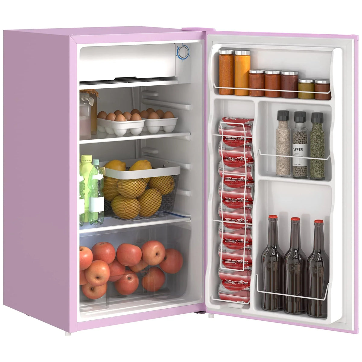 HOMCOM Mini-réfrigérateur de 90,6 L avec congélateur, Réfrigérateur compact à porte unique avec thermostat réglable pour chambre