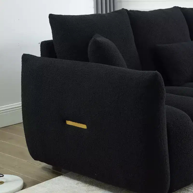 GDFStudio Alanna Canapé 3 places moderne en tissu peluche 79,5 po avec oreillers