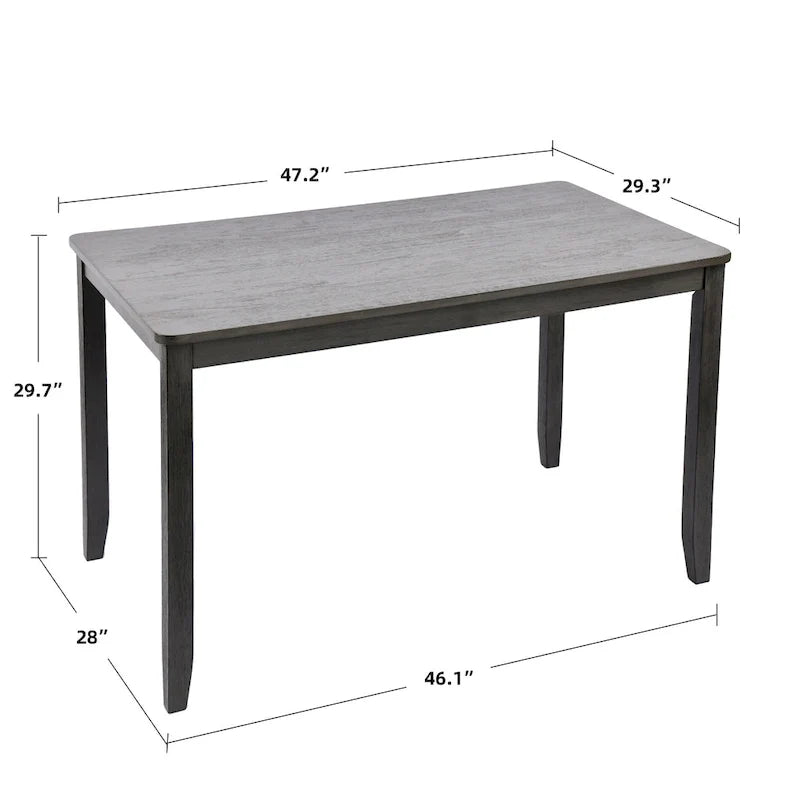 Ensembles de salle à manger 5 pièces en bois massif 47L (1 table + 4 chaises à dossier à lattes)