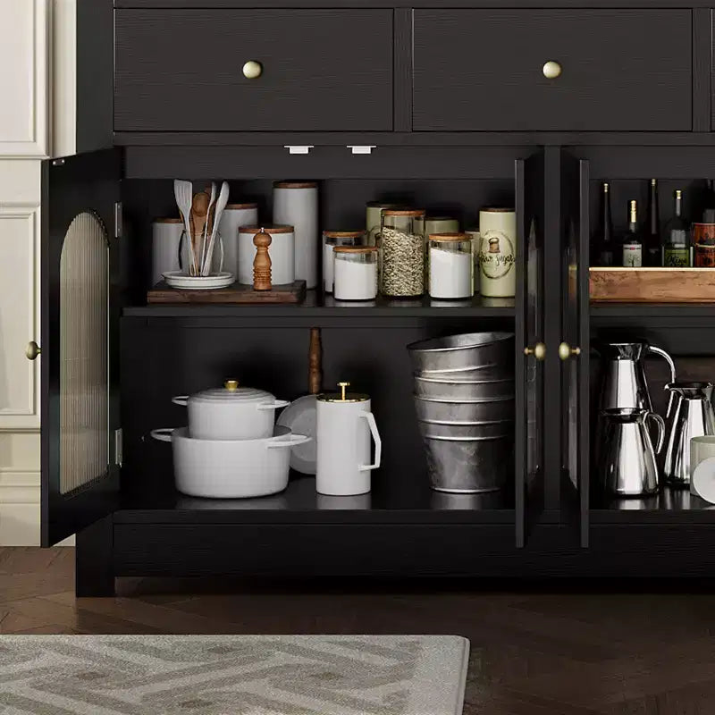 Buffet étroit de 140 cm avec 3 tiroirs et 4 portes pour cuisine, salle à manger, salon