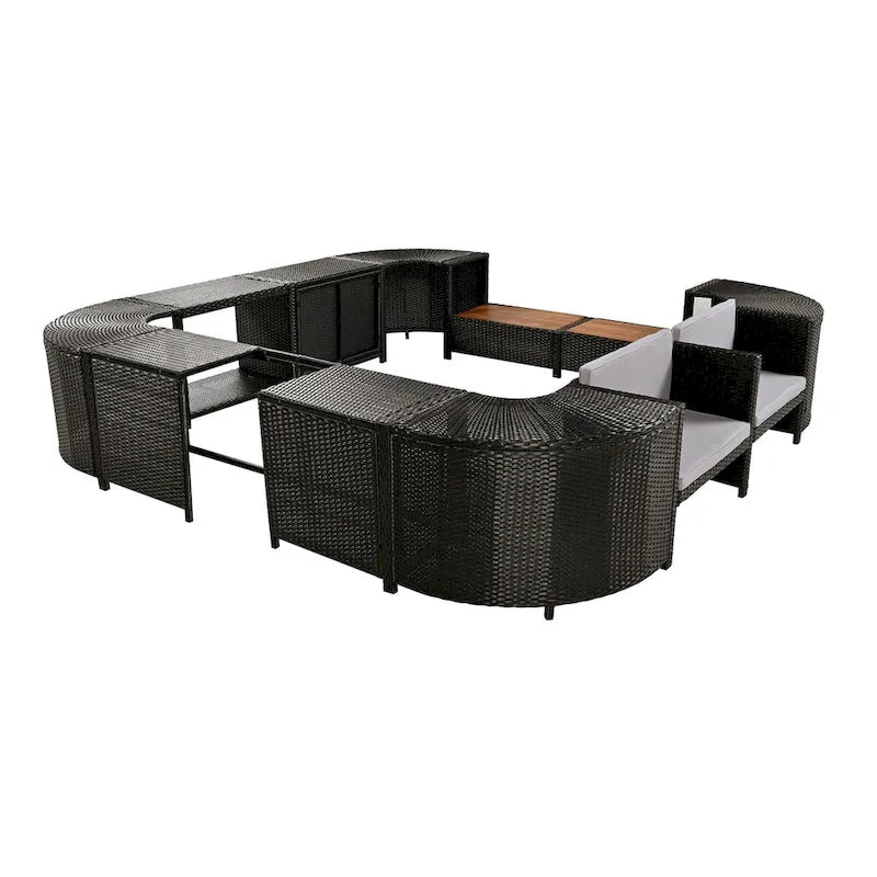 Canapé d'angle d'extérieur en rotin pour spa, forme quadrilatérale