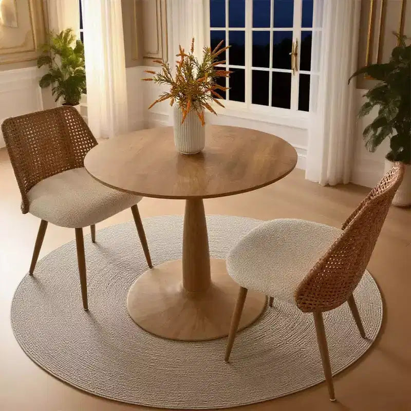 Table à manger ronde moderne avec piédestal, finition grain de bois, petite table de cuisine/table basse pour appartement, salle à manger et salon-Panipeachy