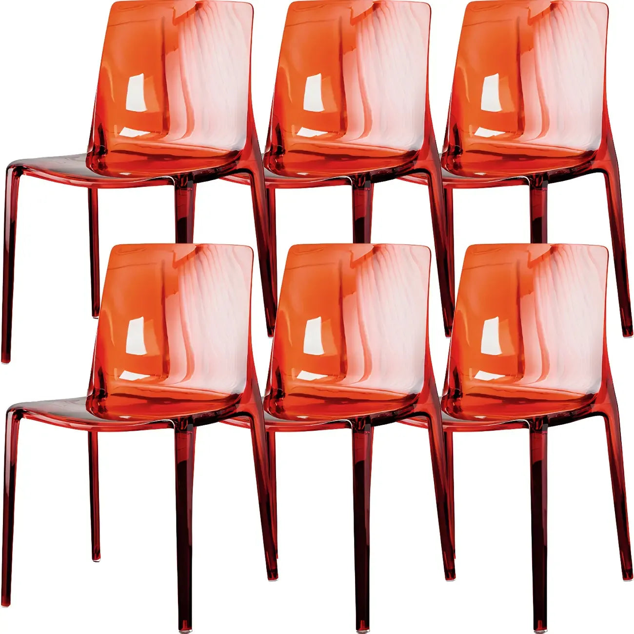 Chaise de salle à manger sans accoudoirs à dossier bas en acrylique ambre