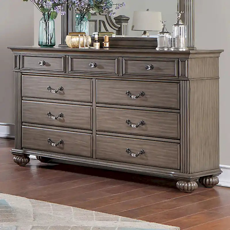 Commode et miroir traditionnels 2 pièces à 9 tiroirs Vame par Furniture of America