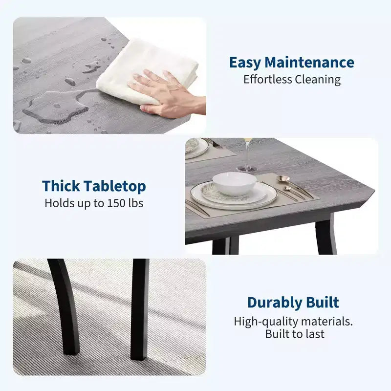 Ensemble de table et 4 chaises de cuisine avec cadre métallique, design biseauté
