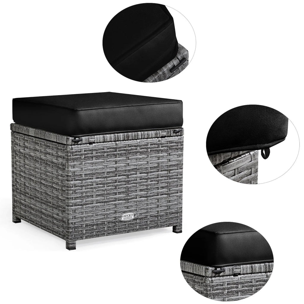 Ensemble de salle à manger Costway 7 pièces en rotin pour terrasse, canapé sectionnel et pouf - Voir détails