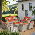 Ensemble de conversation de jardin 9 pièces XIZZI avec fauteuil pivotant
