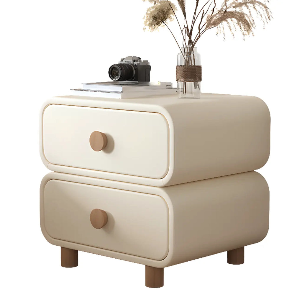 Table de chevet scandinave en similicuir avec finition en faux cuir