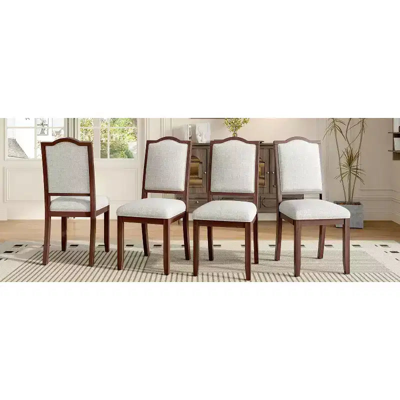 Lot de 4 chaises de salle à manger de style ferme avec dossier haut et assise rembourrée