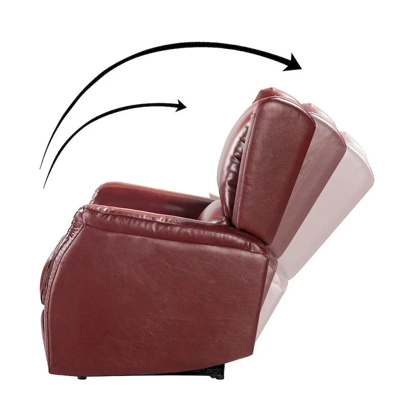 Fauteuil inclinable électrique en cuir véritable avec port USB – Dossier ailé clouté, ensemble de 2