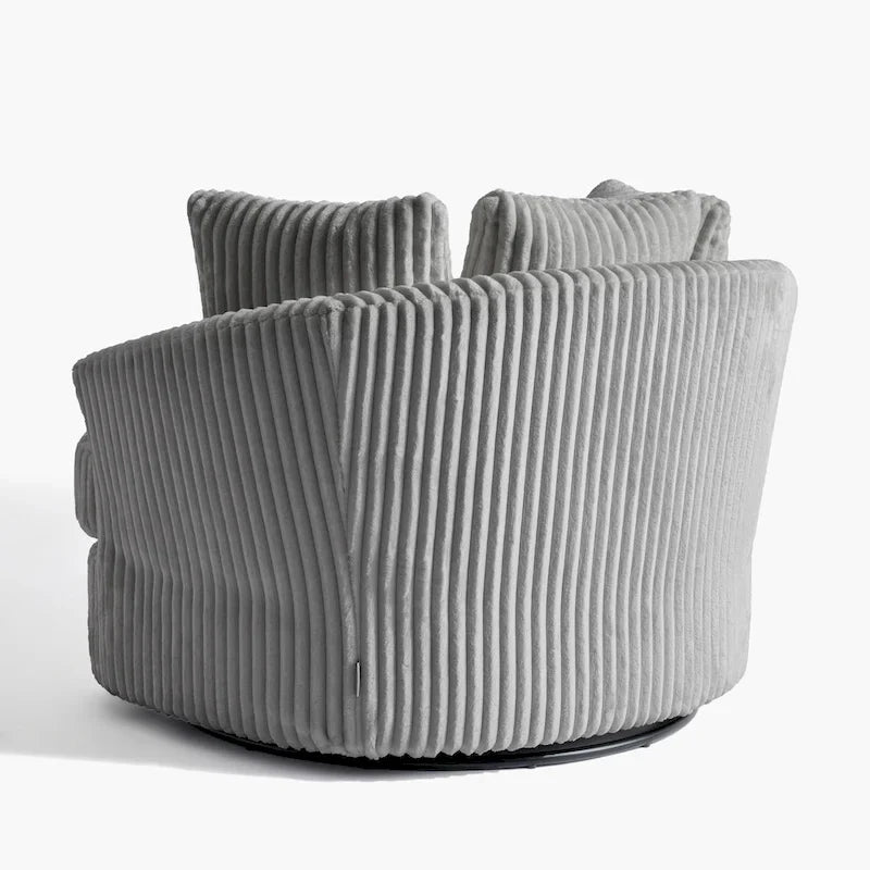 Lot de 2 fauteuils pivotants ronds surdimensionnés en velours côtelé moelleux de 43 po de large avec oreillers