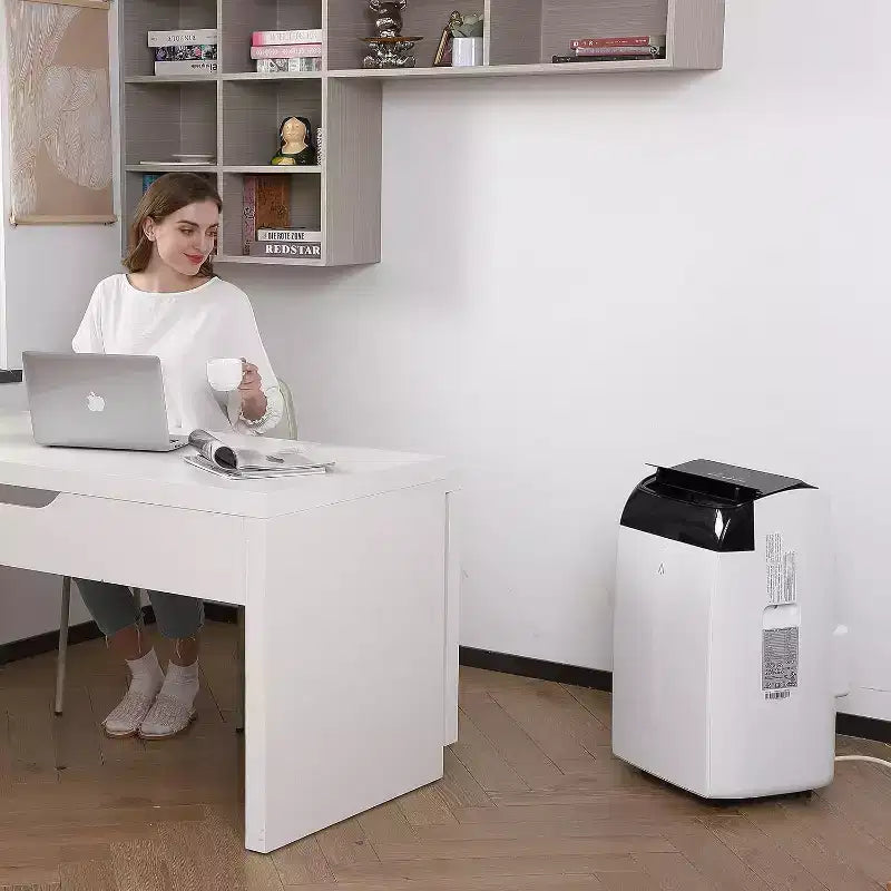 Climatiseur portable 10 000 BTU, Climatiseur de maison avec télécommande pour pièce jusqu'à 42 m², fonctions 3-en-1/minuterie 24h/roulettes