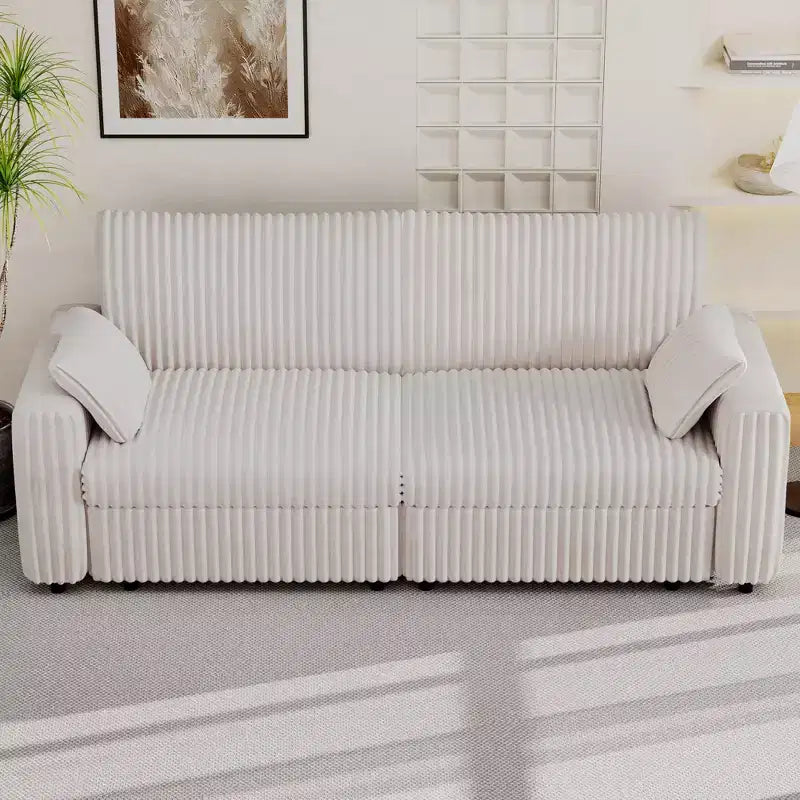 Canapé d'angle modulaire en velours côtelé Dyonery avec housses lavables