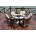 Ensemble de salle à manger rond 7 pièces en rotin tressé d'extérieur avec coussins par Moda Furnishings